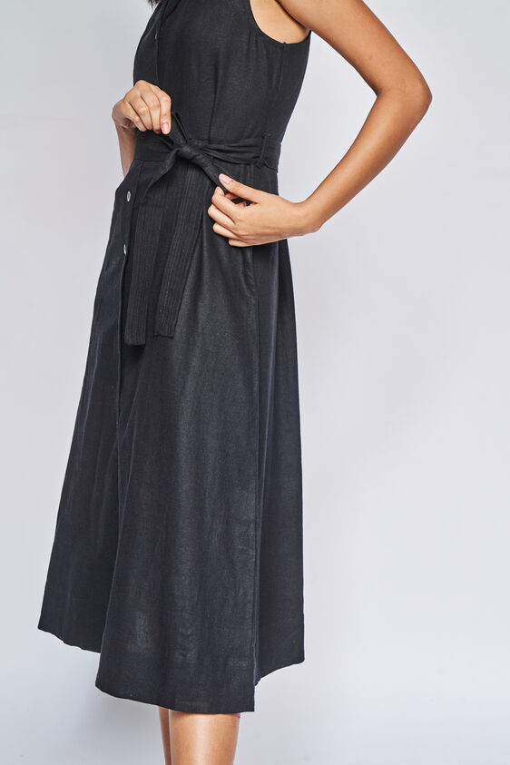 Black Solid Straight Dress, Black, image 6